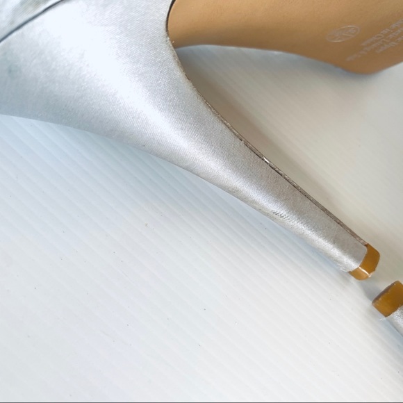 Betts Casino Silver Gold Sequin Peep Toe Slingback - Picture 8 of 16